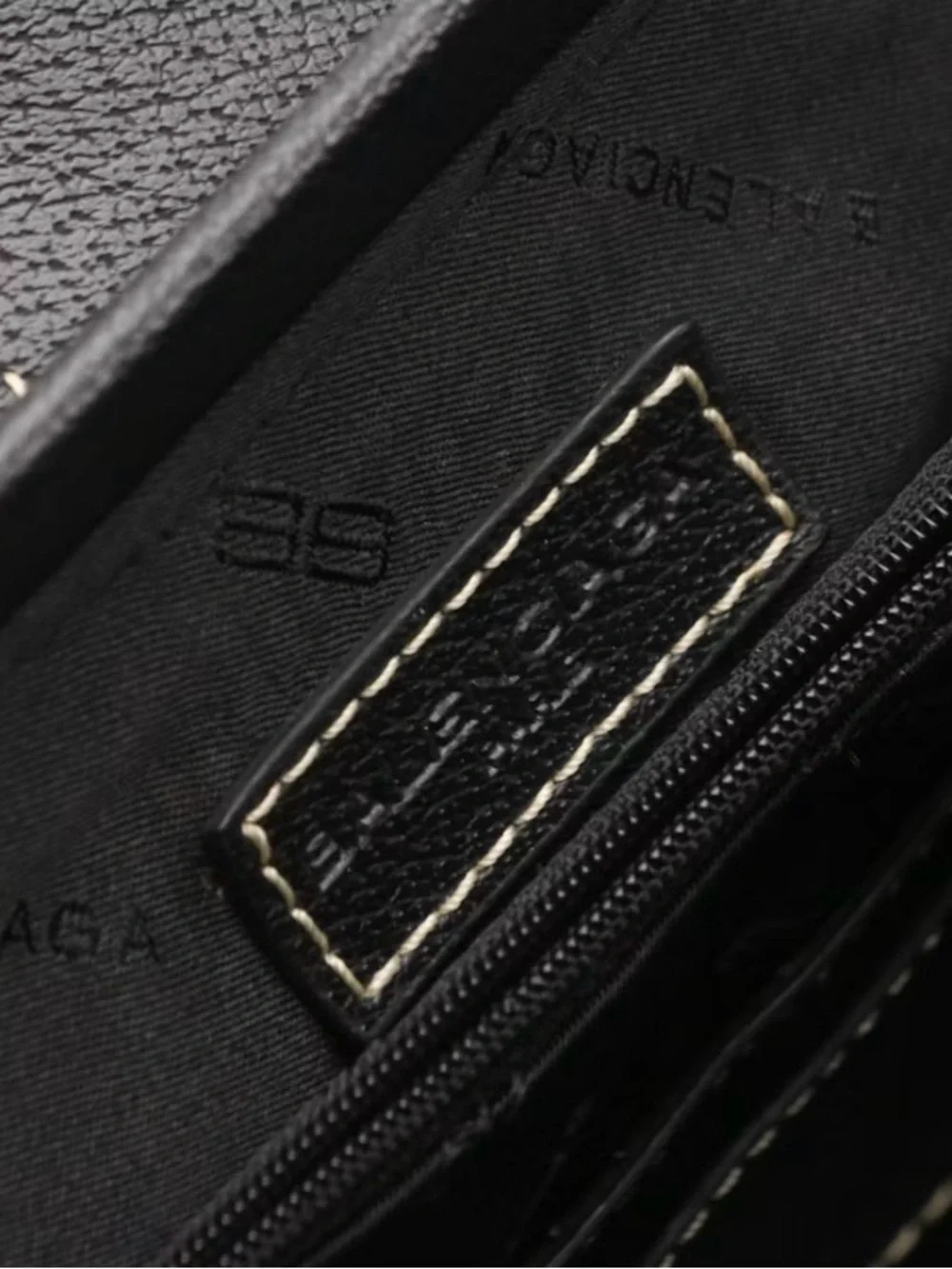Balenciaga Black Leather BB Doctor Bag Clutch with Contrast Stitching